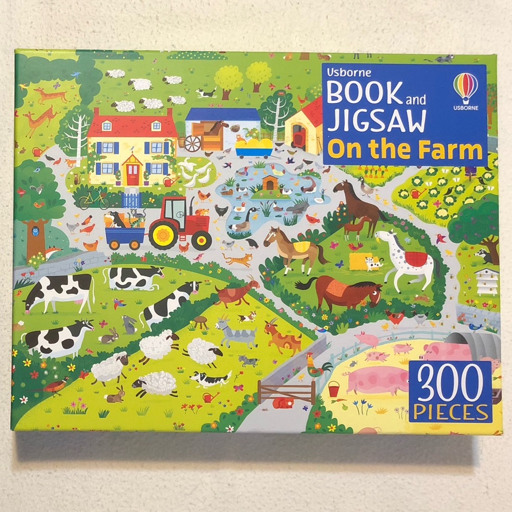 Sealed Pieces Usborne “On the Farm” 300 Pieces Jigsaw Puzzle / Look & Find Book